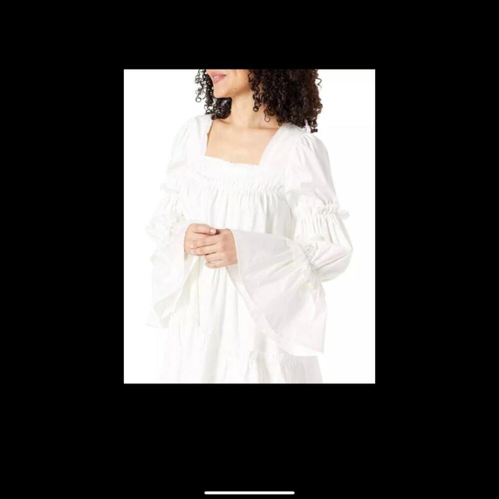 Moon River Womens White Long-Sleeve Ruffle Mini Dress S/M - Picture 5 of 7